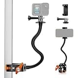 K&F CONCEPT Flexible Clamp Mount Kit, Action Camera Gooseneck Mount with 1/4" & 3/8" Screws for Flat & Round Surfaces, Compatible with Smartphone, Action Camera, Light and Webcam