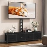 DrawXynth TV Stand with Mount & 4 Drawers, Entertainment Center up to 75 inch TV, Modern Media Console Fabric Dresser TV Stand for Living Room Bedroom