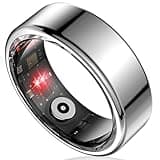 Kuxlagz Titanium Alloy Smart Ring - Heart Rate, Blood Oxygen, Sleep, Fitness Tracker - Exercise Wearable - Battery Life up to 15 Days - No Subscription fee - for iPhone and Android (Silver, 12#)
