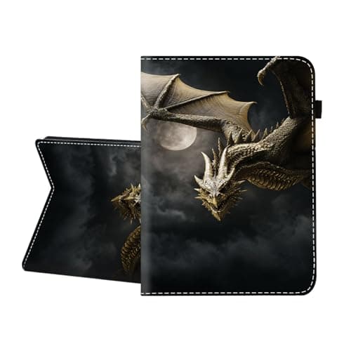 CICPLKSE Case for Samsung Galaxy Tab S10 FE+/ S10 FE Plus 5G 13.1″ 2025,Premium PU Leather Cover with Auto Sleep Wake,Golden Dragon Flying