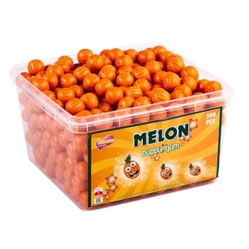 Melon Bubblegum – Fruity Melon Flavored Bubble Gum Balls, Sweet Chewing Gum in Bulk