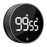 BlueSnail Kitchen Timer with LED Digital Display Smart Efficana for Home Classroom Gym Office, Volume and Brightness Adjustable Productivity Timer (All Black)