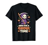 Cute Grim Reaper Kawaii Skeleton Funny Halloween Cartoon T-Shirt