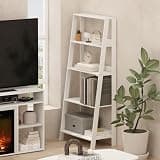 Furinno 5-Tier Ladder Shelf, White Ladder Book Shelf, Open Design Bookshelf, Display Storage Shelves, 13 x 23.6 x 53.5, for Living Room, Home Office, Plain White