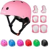 KAMUGO Kids Adjustable Helmet, with Sports Protective Gear Set Knee Elbow Wrist Pads for Toddler Age 2-8 Boys Girls, Bike Skateboard Hoverboard Scooter Rollerblading Helmet Set
