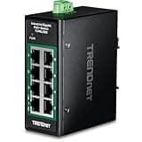 TRENDnet 8-Port Industrial Gigabit PoE+ DIN-Rail Mini Switch, TI-PGLC80, NDAA + TAA Compliant, 200W Power Budget, 16Gbps Switching Capacity, IP30 Rated, Extra Small Housing Design