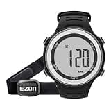 EZON GPS Men Women Sports Outdoor Digital Watch with Exercise Records Distance Speed Pace Black Blue Red Multifunctional (Silver)
