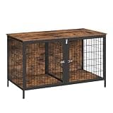 MAHANCRIS Dog Crate Furniture for 2 Dogs, 43.3" Dog Kennel with Removable Divider, Heavy Sturdy Dog Furniture Style Double Cage for Small Medium Dog, Indoor Pet House End Table, Rustic Brown DCHR1201