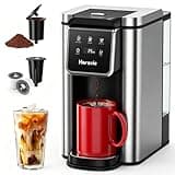 Horavie Single Serve Coffee Maker for K-Cup Pod and Ground, Hot & Iced Coffee Maker, Strong Button Feature, 6 to 14oz Brew Sizes, 50oz Removable Reservoir, Fit 6.5" Mugs, Stainless Steel, Black
