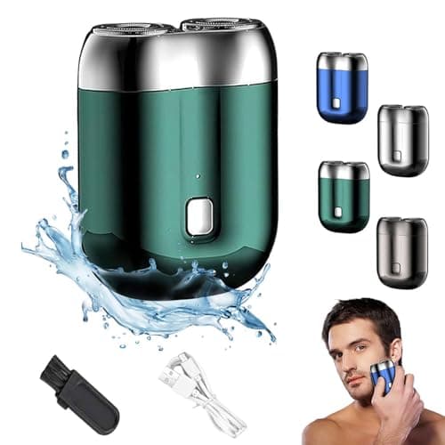 2026 New Upgrade Pocket Shaver USB Mini Shavers for Men, Rechargeable Electric Mini Portable Razor, Washable Double Head Razor, Waterproof Compact Electric Shaver for Home, Car, Travel (Green)
