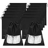 YAMIU 12PCS Shoe Bags for Travel - Large Dustproof Drawstring Shoes Pouch Packing Organizers for Men & Women, Black