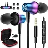 Wired Headphone 3.5mm In Ear Buds for Chormebook Laptop PC Hifi Noise Isolation Wired Earbuds Magnetic 3.5 Jack Earphone for Samsung A15 A14 A13 A12 Cord Headset for Moto G 5G Stylus Power Play School