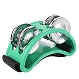 Foot Drum Jingle Bell Percussion Instrument, Hand Drum Rhythm Accessory for Practice, Rehearsal, Recording, Stage Setup, Acoustic Session, Music Room Storage and Christmas Gift (green)