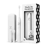 Made by Dentists PRO‑X Sonic Electric Toothbrush for Adults – Dentist‑Designed Whitening Rechargeable Toothbrush, 9 x More Plaque Removal, 70 Day Battery, 3 Modes, Travel Case & Extra Heads, White