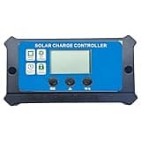 30A MPPT Solar Charge Controller, Blue Intelligent Solar Regulator with MCU Control, Dual USB and DC Ports, Adjustable Voltage and Overload Protection, 4.5 x 2.4 x 0.8 in