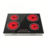4-Burner Electric Cooktop, 23 Inch Electric Stovetop 3000W, Black