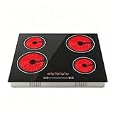 4-Burner Electric Cooktop, 23 Inch Electric Stovetop 3000W, Black