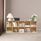 XIJIE 10-Cube Bookcase, 2-Tier Cube Storage Shelf Bookshelf, Load-Bearing Display Shelf for Living Room Bedroom Study Home Decor, Open Storage Organizer (Wood Color)