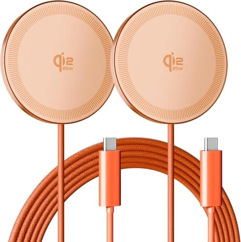 Qi2.2 Magnetic Wireless Charger for iPhone: 25W Fast Charging Mag Pad for Apple iPhone 17 17e 16 15 14 Pro Max Google Pixel 10 - Slim Compact for Desk Bedside Travel - Orange