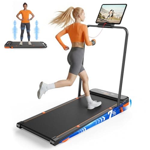 JAGJOG 4 in 1 Walking Pad with Incline, Vibration Plate with Handle Bar, Under Desk Treadmill for Home Small Spaces, Foldable Treadmill with Wristband Remote, LED Display & App(Black)