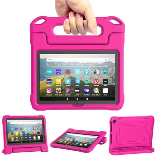 DJ&RPPQ Child-Friendly Body Rugged Heavy (Incompatible 8in Sony Nokia) Duty Shockproof Case with Kickstand for Kids- Pink