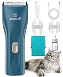 oneisall Pet Clipper for Cat Matted Hair, Pet Shaver for Cats Quiet Pet Clippers Waterproof Cordless Cat Clippers for Matted Long Hair with Storage Bag (Green)