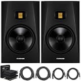 ADAM Audio T8V 8-inch Studio Monitor, Black (Pair) AMS-T8V Bundle with Focusound 2 Pack Isolation Pads High Density Acous, 2X OnStage 25ft XLR Cable + 2X 10ft Balanced XLR to TRS Cable