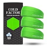 COLD FACTOR Cooling Headband for Women and Men – UPF 50+ Advanced Evaporative Comfort, Instant Cooling Sweatband for Outdoor Sports, Fitness, Yoga, Hiking, Running, and Workout – 3 Pack (Lime)