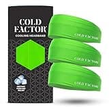 COLD FACTOR Cooling Headband for Women and Men – UPF 50+ Advanced Evaporative Comfort, Instant Cooling Sweatband for Outdoor Sports, Fitness, Yoga, Hiking, Running, and Workout – 3 Pack (Lime)