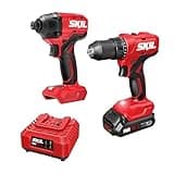 SKIL PWRCORE 20V Brushless 2-Tool Drill Driver and Impact Driver Combo Kit Including 2.0Ah Battery and Charger- CB8002B-10