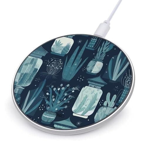 Succulent Plants and Cactus Wireless Charger 10W Fast Wireless Charging Pad Slim Portable Charging Station for Phone Lightweight Charger Mat for Travel Home Office Desk