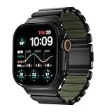 NOMAD Stratos Titanium Band With Inside FKM Interior Links Forest Green and Black Titanium 49mm, Apple Watch Band Compatible with Ultra 1-3, Series 1-11 and SE, Band for Apple Watch Ultra