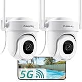 ZUMIMALL 2K Wired Outdoor Camera, 2.4G/5G WiFi Security Camera, 3MP, 24/7 Recording, AI Motion Detection, Cloud & SD Card Storage, 2-Way Audio, 360° PTZ Auto Tracking, Work with Alexa, IP66-2-Pack