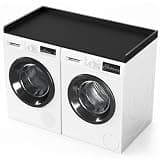 SpaceAid Washer Dryer Countertop, Laundry Wood Shelf Topper with Edge, 54" Width x 27.5" Depth Cover Guard Organizer for Washer and Dryer Laundry Hamper Counter Storage Organization (Black)