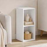 Furevol 2-Tier Narrow Bookshelf, 10-Inch Width Bookcase, Book Shelf with Storage Shelf, 9.3 x 9.8 x 21.2, for Living Room, Home Office, Bedroom, White