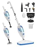 Steam Mop for Floor Cleaning, 10in1 Multi Purpose Handheld Steamer Cleaner Detachable for Vinyl, Laminate, Carpet, Tile Hard Floor Grout w/ 2 pad, 23ft Cord, 15oz Tank, Adjustable Steam & Height