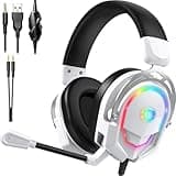 IAIEIO K98 Gaming Headset with Microphone, Wired Over Ear Gaming Headphones Compatible with PS5/PS4/PC/Xbox Series X/S, RGB, Noise Cancelling Mic, Zero-Latency Audio
