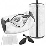 2Pcs Shoe Washing Machine Bag Laundry Shoes Bag Shoe Cleaning Bag with Shoe Trees, Reusable Thick Microfibre Fluff Zipper Protection360°Deep Clean for Washer, Dryer, Sneakers and Tennis Shoes, White