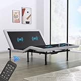 Yiree King Adjustable Bed Base Frame, Massage & Wireless Remote, Dual USB Ports,Ergonomic Upholstered Bed Frame, Lift Motor, Under Bed Lighting, Independent Head and Foot Tilt