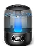 DREO Humidifiers for Bedroom, 3L Top Fill 30H & 26dB Quiet Runtime for Large Room, Cool Mist Ultrasonic Humidifier with Humidity Sensor, Night Light for Home, Baby, Nursery, Plants, 360° Nozzle, Black