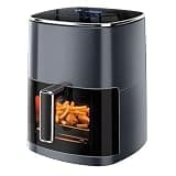 Simple Deluxe Air Fryer - 6.34 QT Digital Airfryer with Visible Window, 12 Presets Functions, Nonstick and Dishwasher-Safe Basket, 1700W, Gray