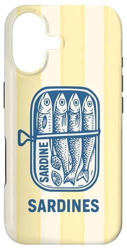 Blue Sardine Maximalist Vintage Yellow Stripes Aesthetic Case for iPhone 17