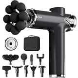 LEERCON Massage Gun, Deep Tissue Massager Gun for Pain Relief, Back Massage with 9 Massage Heads and 6 Speeds, Percussion Massager for Athletes, Gifts for Women Men Father's Day, Black