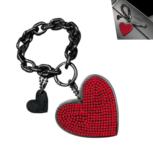 Yidcidu 1 PC Cute Heart Keychain Wristlet, Sparkling Rhinestone Microfiber Leather Horseshoe Buckle Key Decoration, for Women Car Keys Purse Charms Handbag Backpack Accessories (Red)