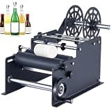 Acivirdde Manual Round Bottle Labeling Machine, Desktop Label Applicator for Glass & Plastic Bottles, Adhesive Labeller 10-130mm, Bubble-Free (Black)