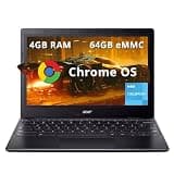 Acer Chromebook 311 11.6" HD Laptop, Intel Celeron N4500, Intel UHD Graphics, 4GB LPDDR4X RAM, 64GB eMMC, Webcam,Wi-Fi, Chrome OS, Black (Renewed)