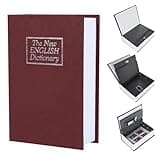 Fake Book Diversion Safe, Vintage Book Shaped Combination Lock Box, Hidden Storage Container for Cash Jewelry Valuables, Home Privacy Organizer & Practical Gift (Red, M, Key)
