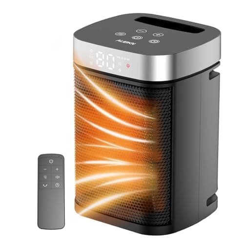 Portable Ceramic Space Heater, Ceramic Heater with Remote Control, Thermostat, Three Heating Modes, 1-12H Timer, Lightweight and Portable for Home, Bedroom, and Office Use