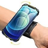 VUP Wristband Phone Holder for Running, 360° Rotatable Forearm Sports Armband for iPhone 17/16/15/14/13/Pro Max/Pro/Mini/12/11/SE 2020/Xs/XR/X/8/7/Plus, Fits All 4-6.7 Inch Smartphones (Black-Small)