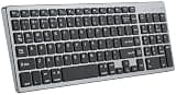 KUNSI Wireless Keyboard,Bluetooth and 2.4G USB Wireless Keyboard,Rechargeable Slim Quiet Typing Keyboard for Mac/Windows -Space Grey